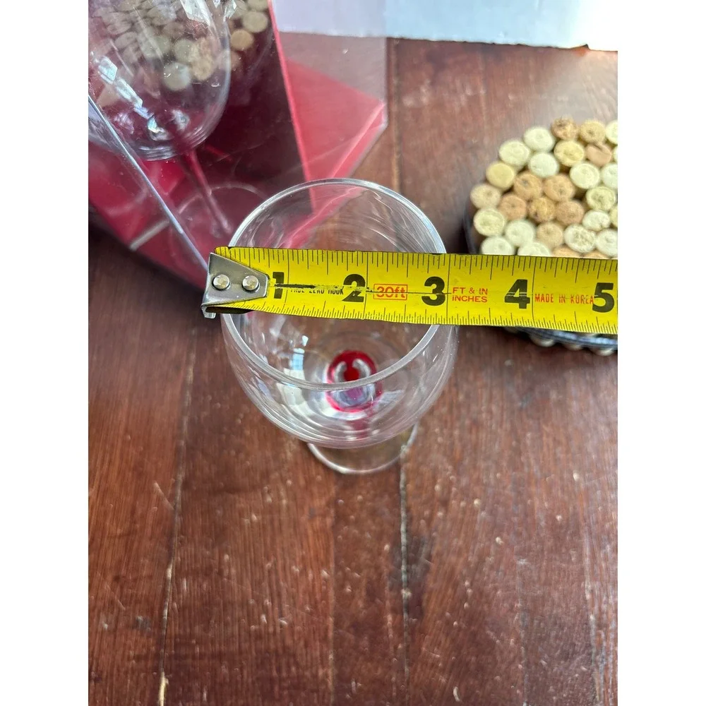 Home Classic Red Drop Wine Glasses Set of 4 Clear with Red Stem 18 oz 55432